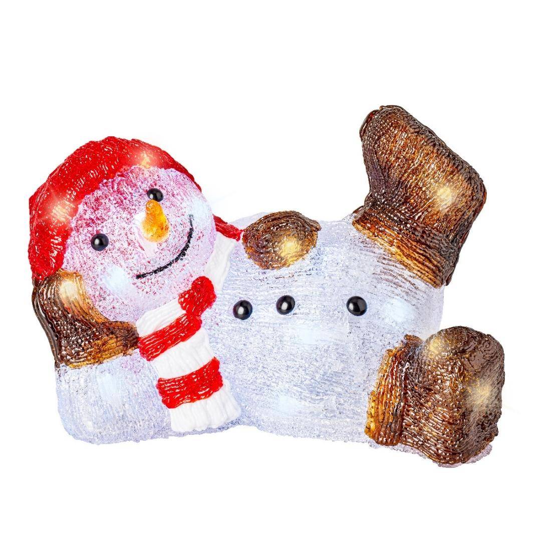 Luminéo - Muñeco de nieve decorativo tumbado de acrílico, 31,5 cm de largo - LUMINEO