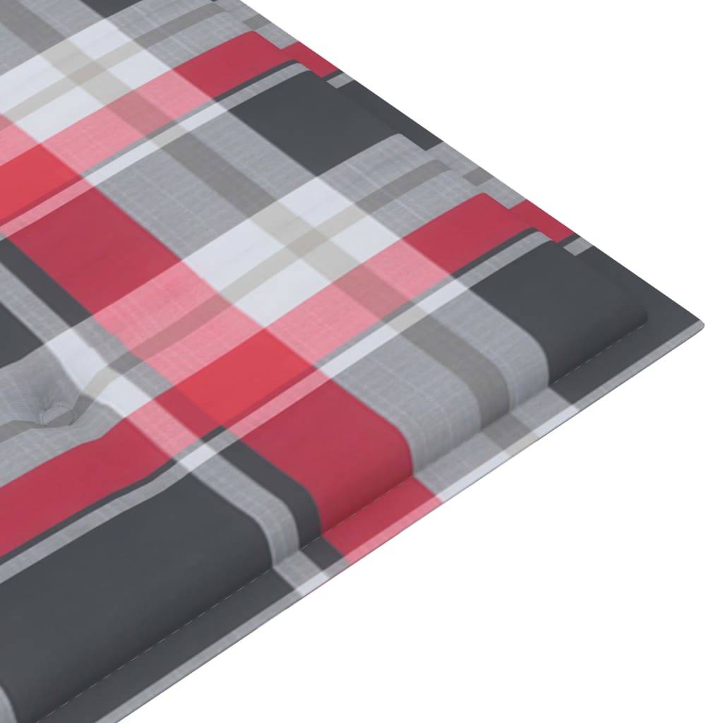 Helloshop26 - Banc de jardin meuble de patio d'extérieur terrasse avec coussin à carreaux rouge 120 x 51,5 x 84 cm bois de teck - Imagen 7