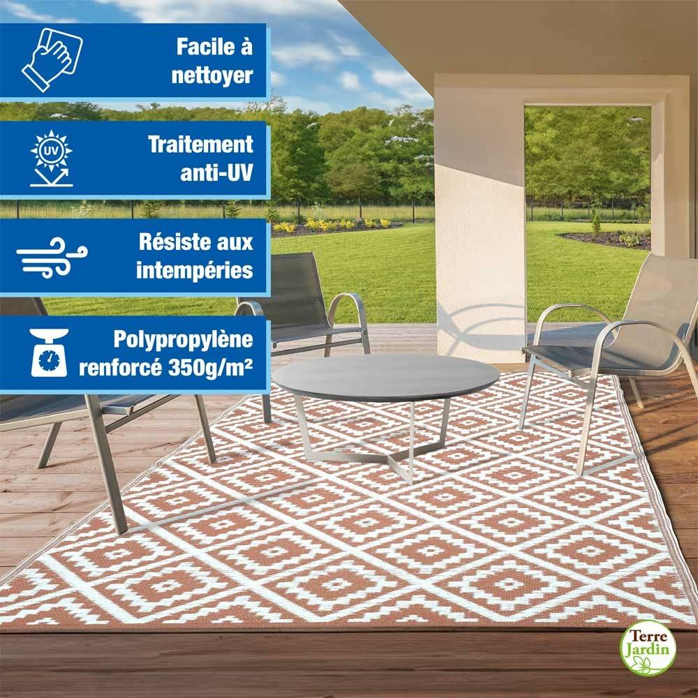 Terre Jardin - Tapis extérieur réversible pour balcon et terrasse Terracotta 180 x 280 Terracotta - Imagen 2