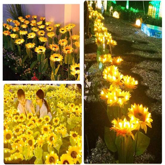 2 Lampes solaires tournesol - Décoration florale - Lumière chaude automatique - Étanche IP65 - Living123 - Image 5