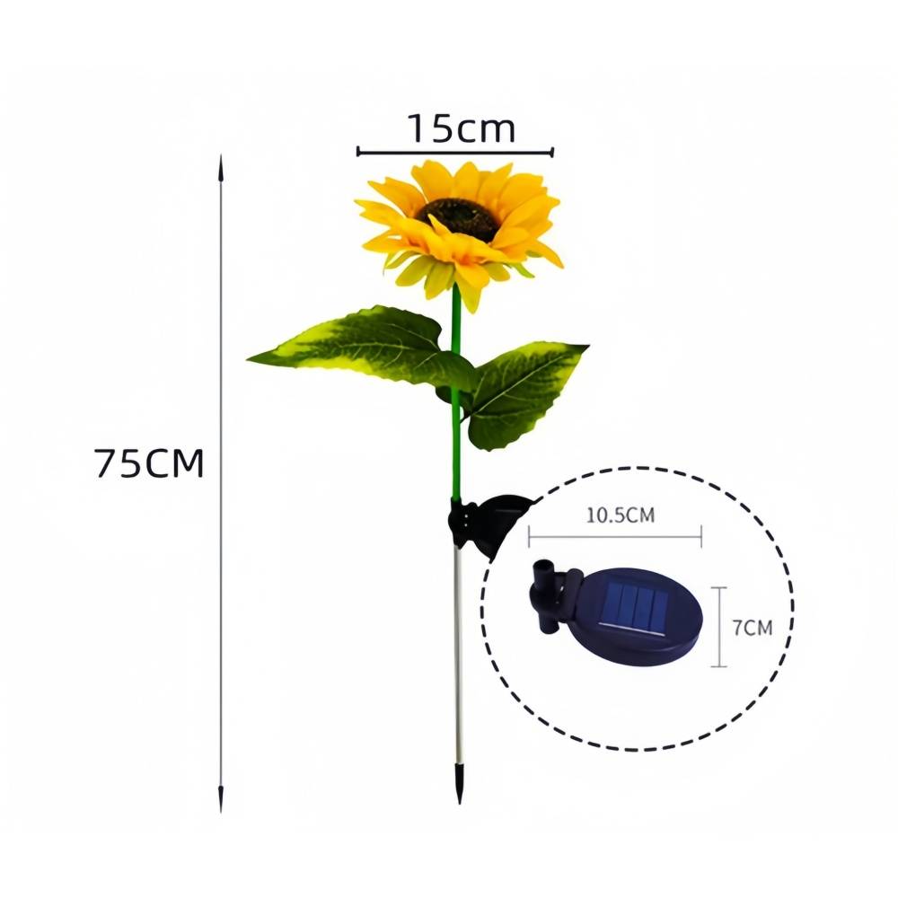 2 Lampes solaires tournesol - Décoration florale - Lumière chaude automatique - Étanche IP65 - Living123 - Image 6