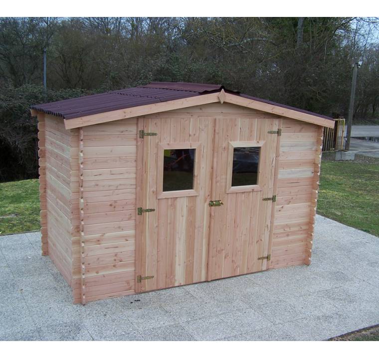 Habrita - Abri DUBLIN Douglas madriers 28 mm - 9,85 m² - sans plancher - toit double pente Habrita - Imagen 3