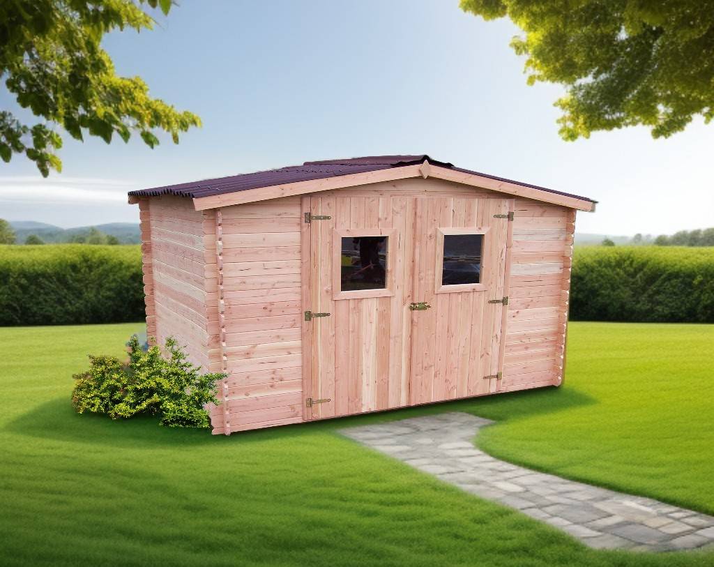 Habrita - Abri DUBLIN Douglas madriers 28 mm - 9,85 m² - sans plancher - toit double pente Habrita - Imagen 2