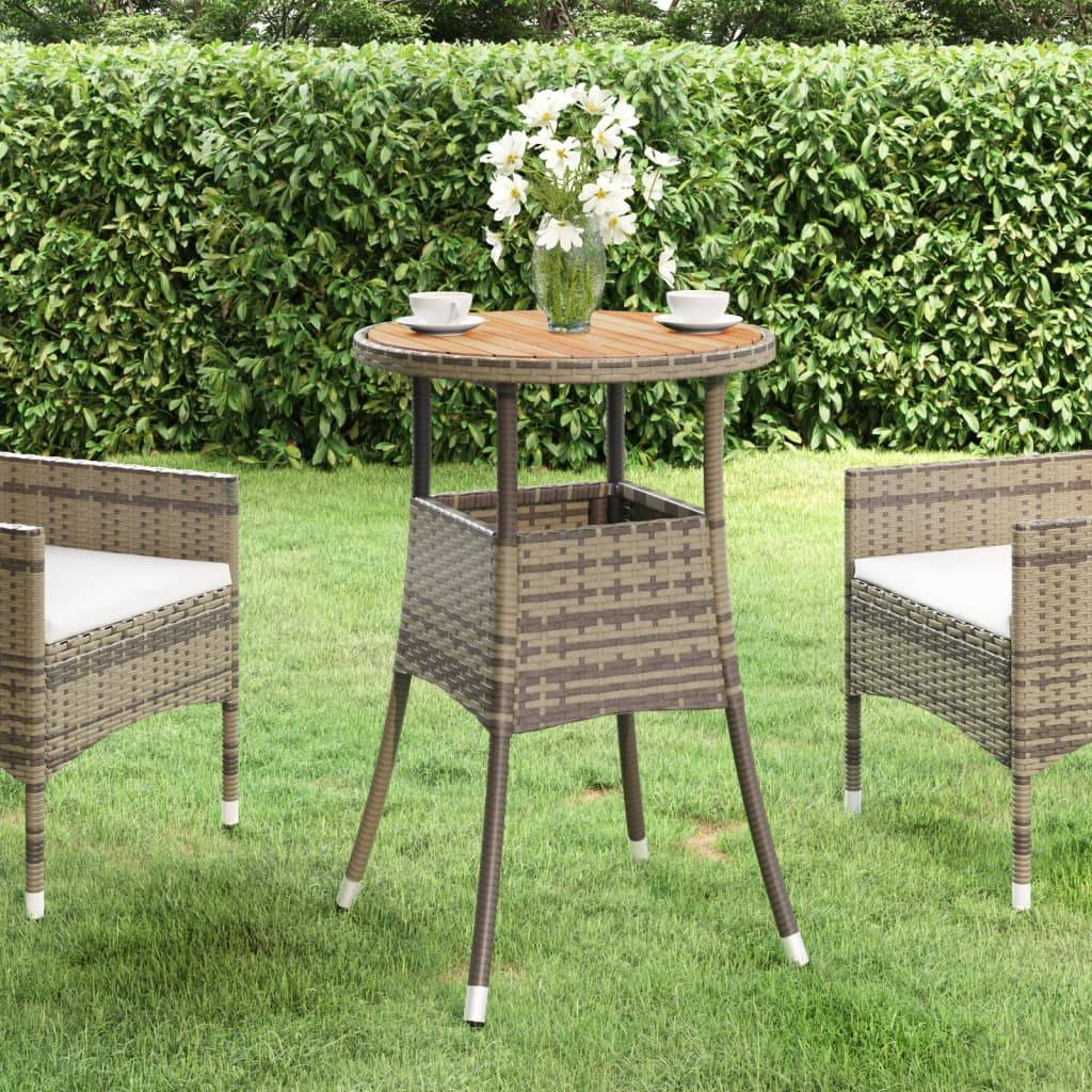 Petite Table de Jardin Ronde Grise Ø60 cm, Alliance Bois d'Acacia et Résine Tressée pour Balcon – ComfortXL Outdoor Living - Image 1