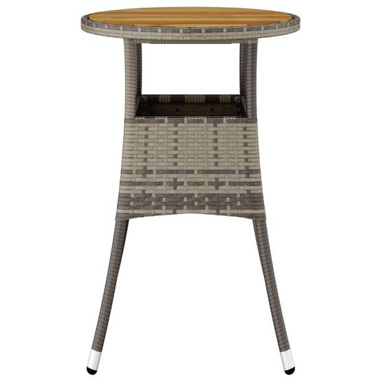 Petite Table de Jardin Ronde Grise Ø60 cm, Alliance Bois d'Acacia et Résine Tressée pour Balcon – ComfortXL Outdoor Living - Image 3