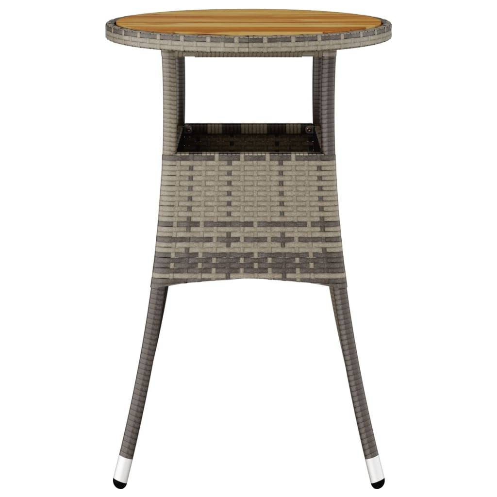 Petite Table de Jardin Ronde Grise Ø60 cm, Alliance Bois d'Acacia et Résine Tressée pour Balcon – ComfortXL Outdoor Living - Image 3