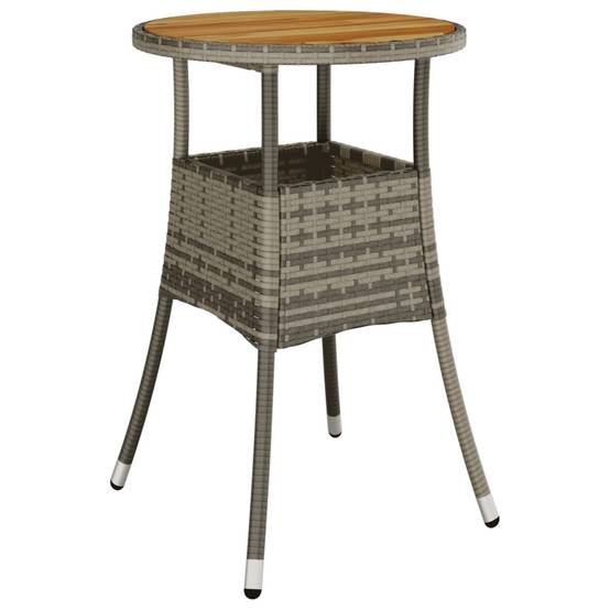 Petite Table de Jardin Ronde Grise Ø60 cm, Alliance Bois d'Acacia et Résine Tressée pour Balcon – ComfortXL Outdoor Living - Image 2