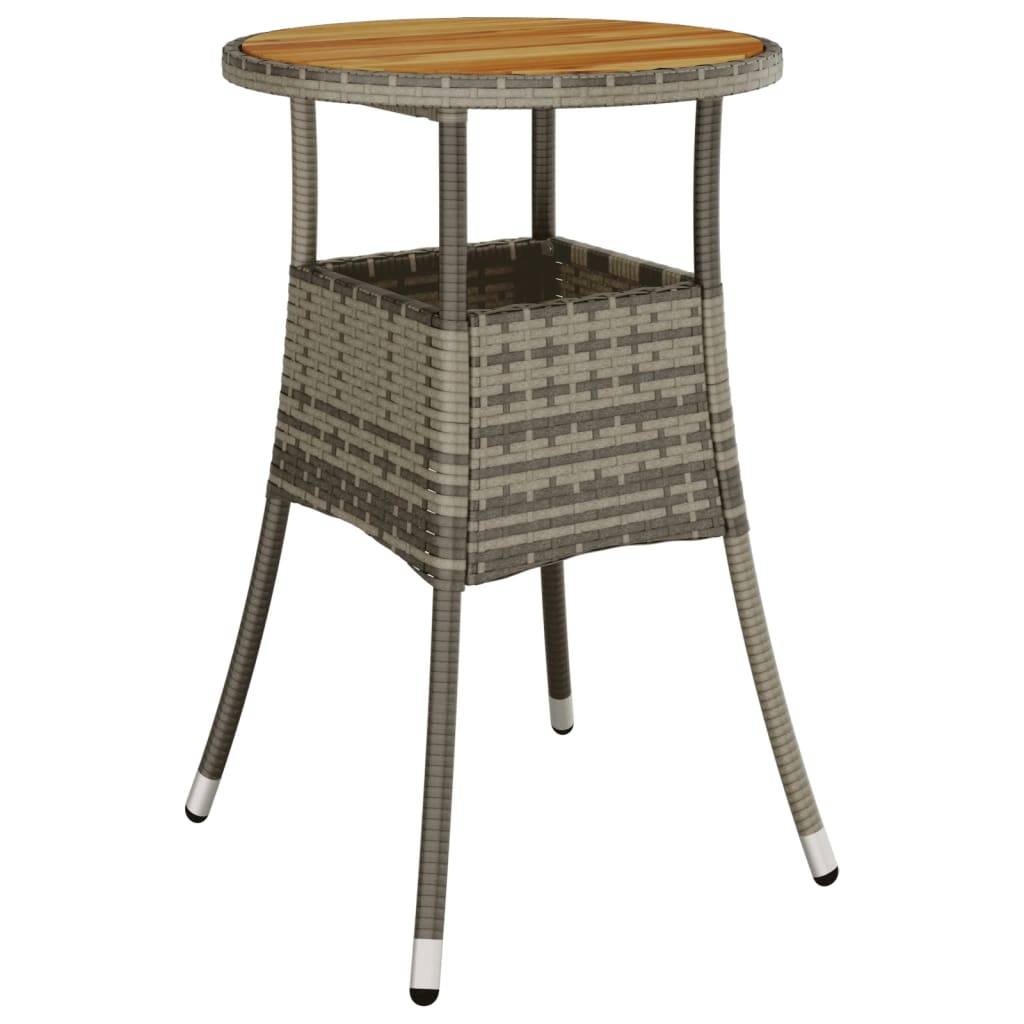 Petite Table de Jardin Ronde Grise Ø60 cm, Alliance Bois d'Acacia et Résine Tressée pour Balcon – ComfortXL Outdoor Living - Image 2