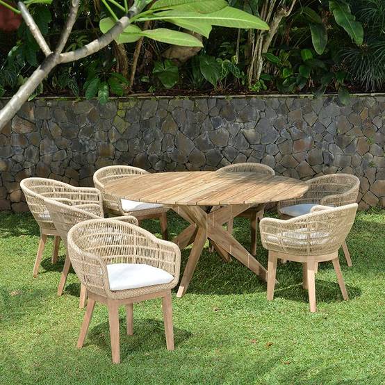 Table ronde en teck recyclé D 165 cm Sakai - Gecko Jardin - Image 8
