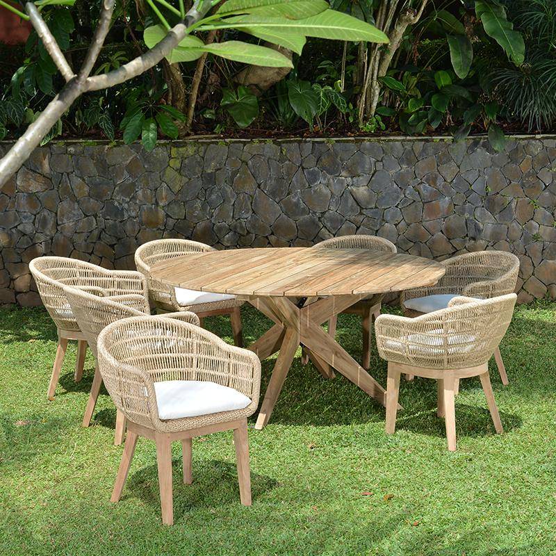 Table ronde en teck recyclé D 165 cm Sakai - Gecko Jardin - Image 8