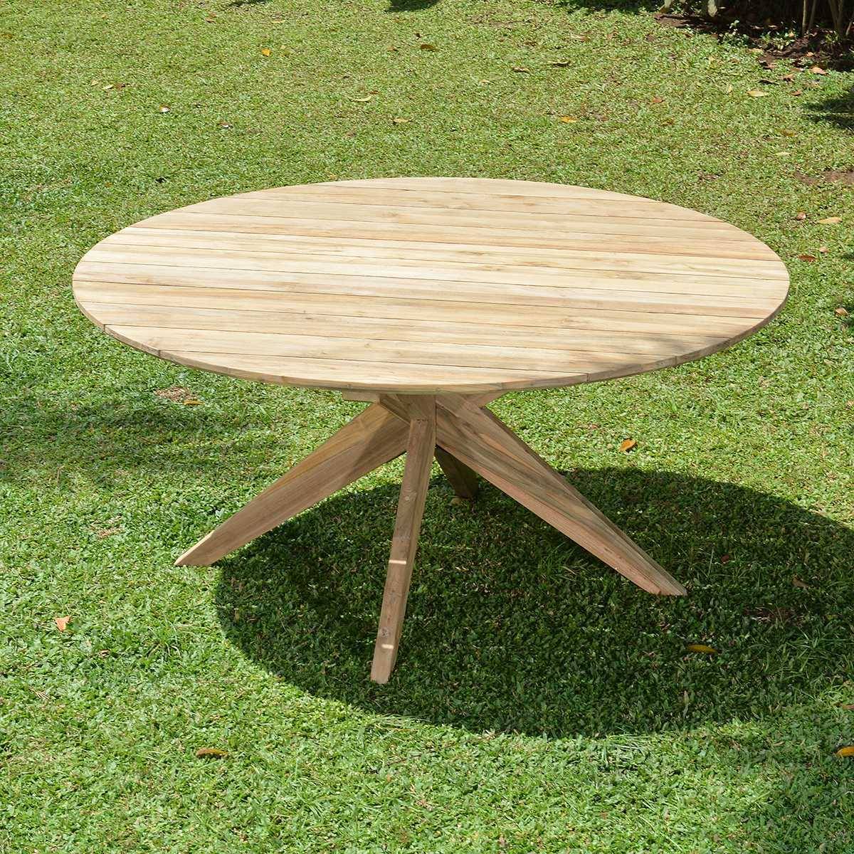Table ronde en teck recyclé D 165 cm Sakai - Gecko Jardin - Image 3