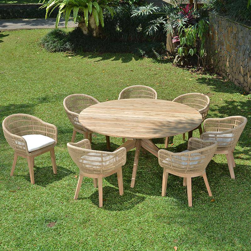 Table ronde en teck recyclé D 165 cm Sakai - Gecko Jardin - Image 7