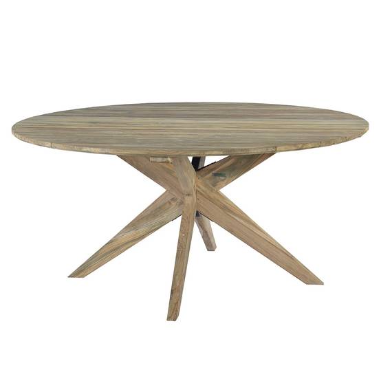 Table ronde en teck recyclé D 165 cm Sakai - Gecko Jardin - Image 2