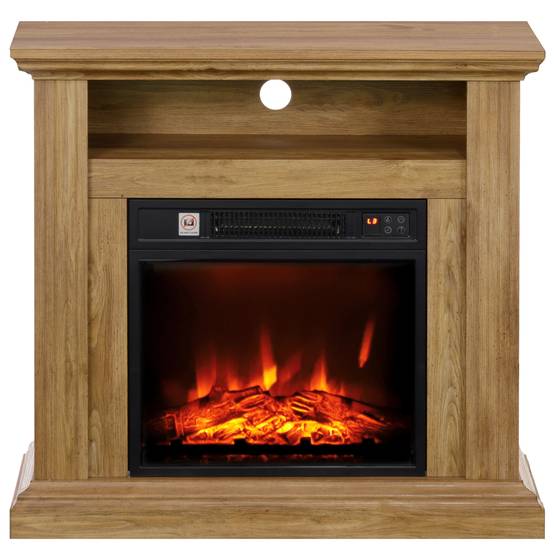 Cheminée électrique effet flammes 3D luminosité réglable 1800 W avec télécommande 81,5 x 30 x 76,2 cm brun effet bois - Image 2