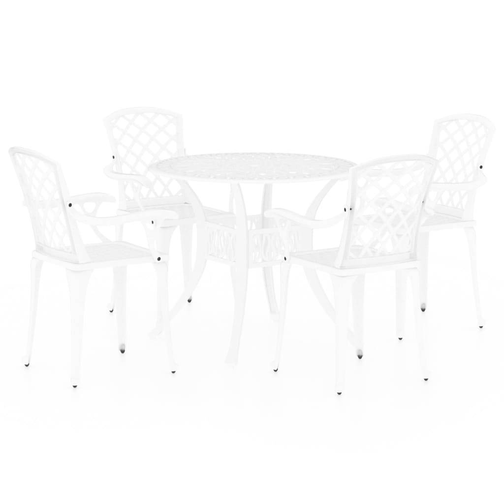Helloshop26 - Ensemble de bistro jardin meuble extérieur terrasse 5 pièces aluminium coulé blanc - Imagen 1