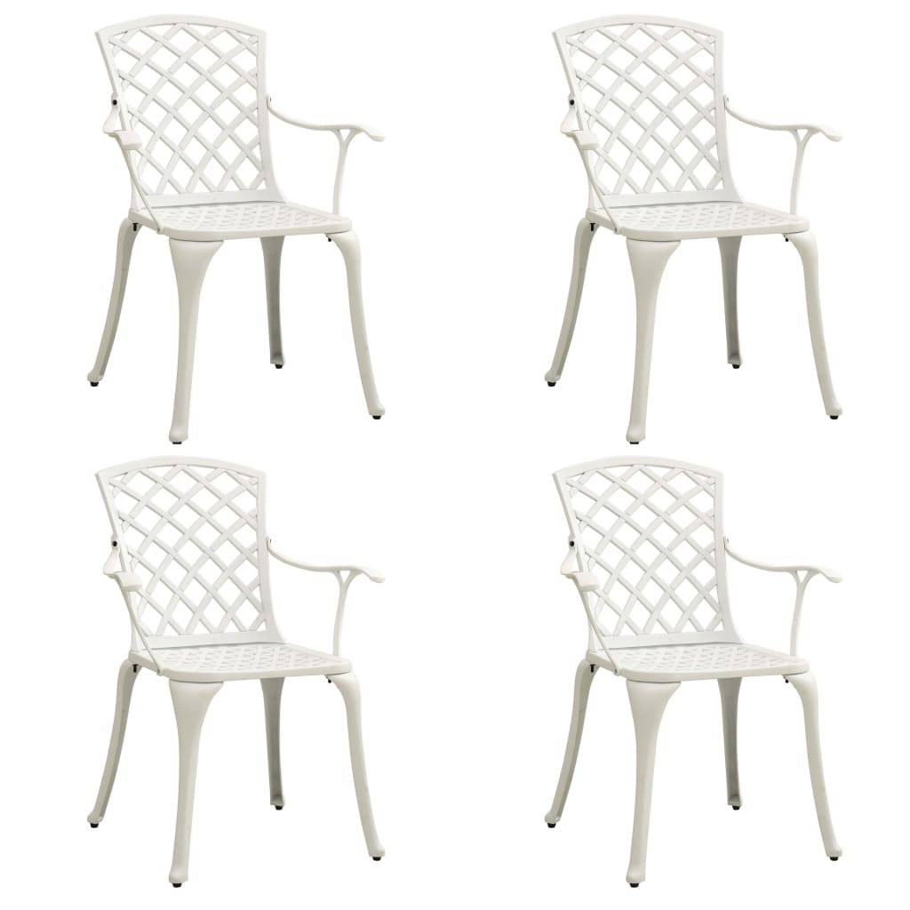 Helloshop26 - Ensemble de bistro jardin meuble extérieur terrasse 5 pièces aluminium coulé blanc - Imagen 2
