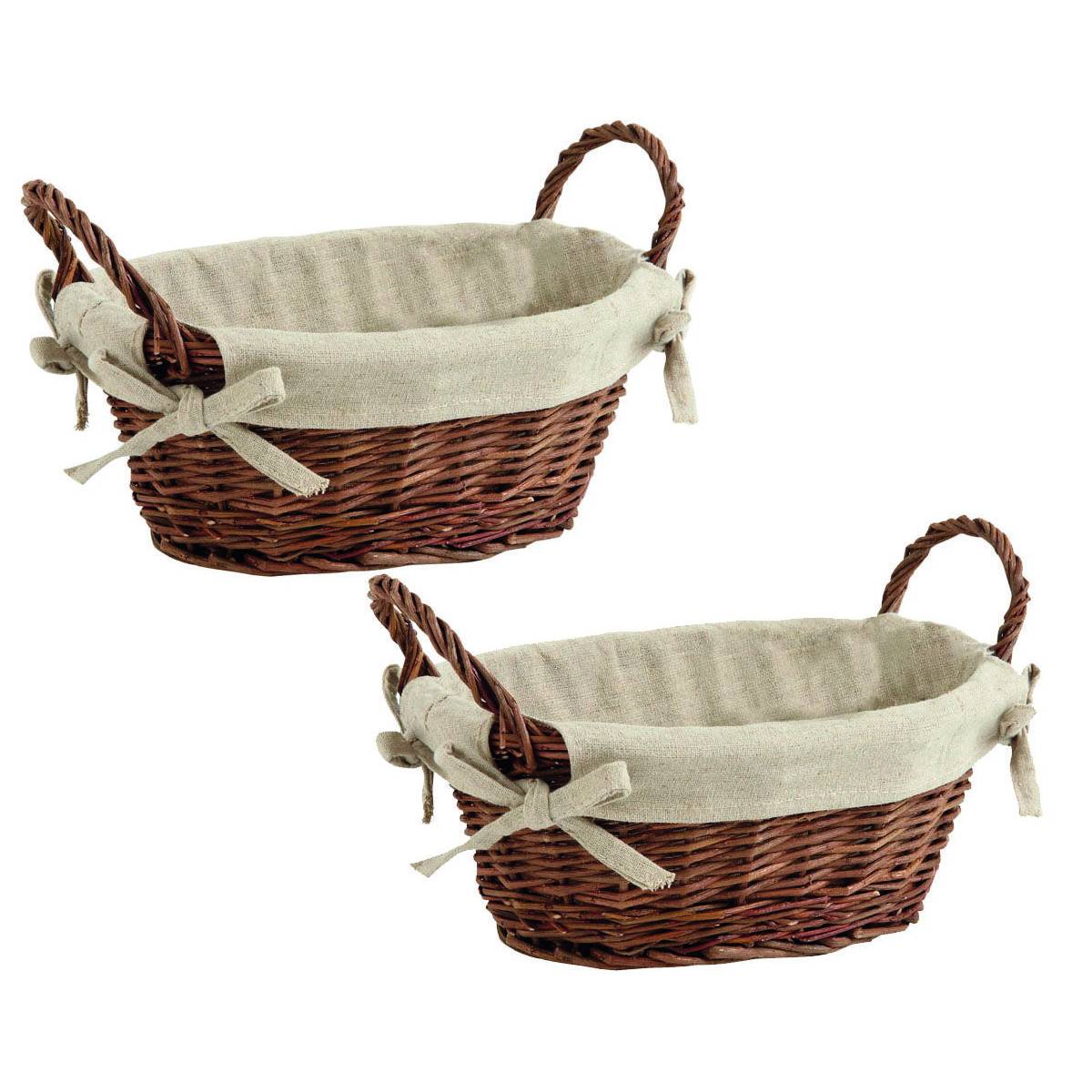 Aubry Gaspard - Corbeille en osier doublée jute Lot de 2 - Imagen 1