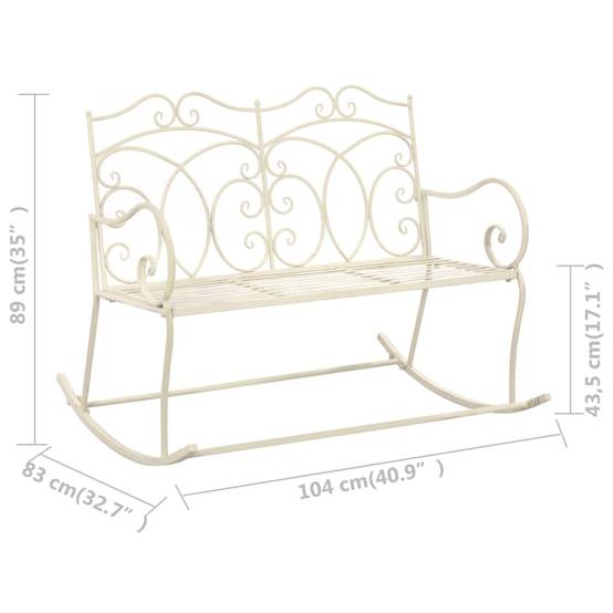 Maison Chic - Banc de jardin - Banc d'extérieur - Banquette 104 cm Fer Blanc antique - Image 6
