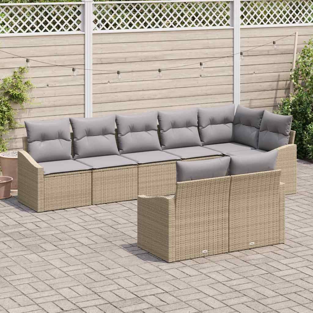 Salon de jardin 8 places en résine tressée pour des moments conviviaux Beige – ComfortXL Outdoor Living - Image 1