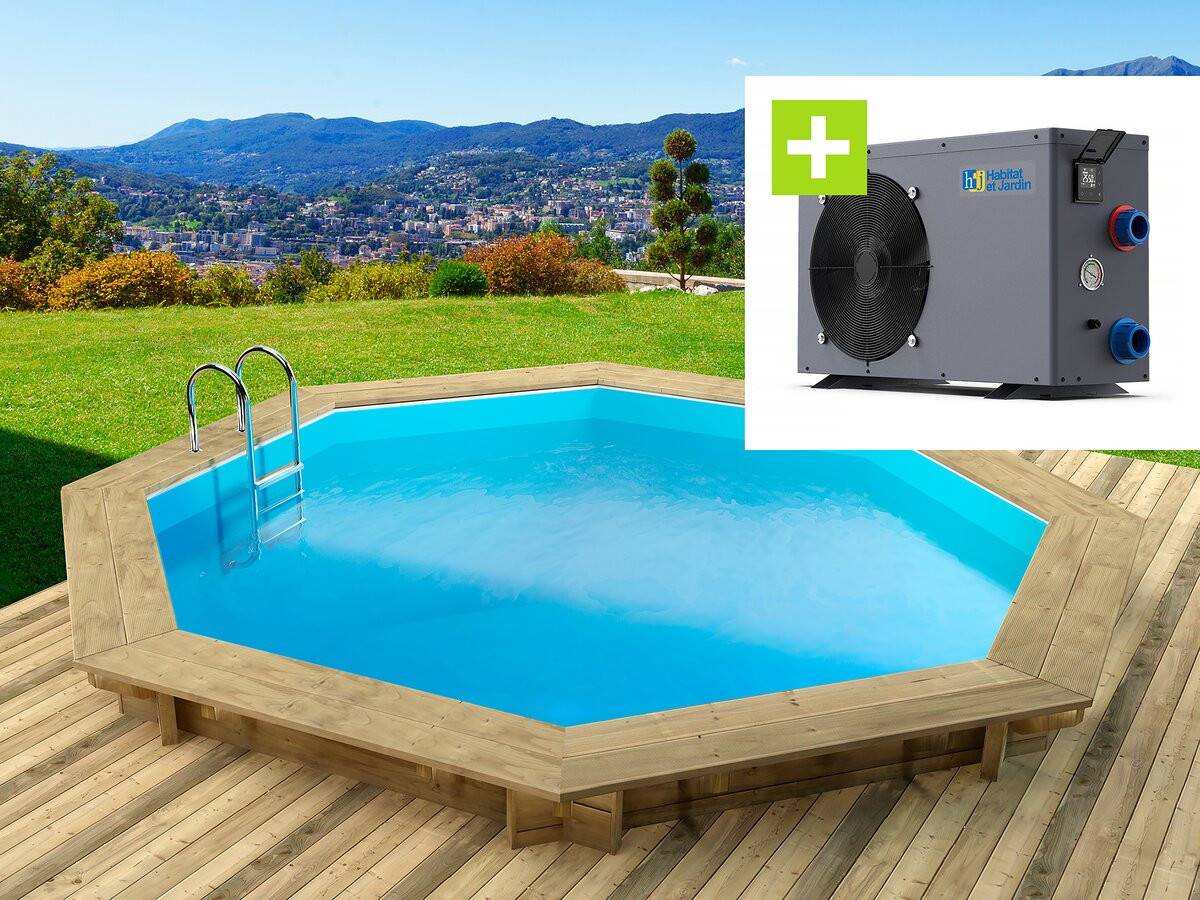 Piscine Bois " Verona " - 5.10 X 1.20 M + Pompe à Chaleur - Puissance 6.1 Kw -habitat Et Jardin - Imagen 1