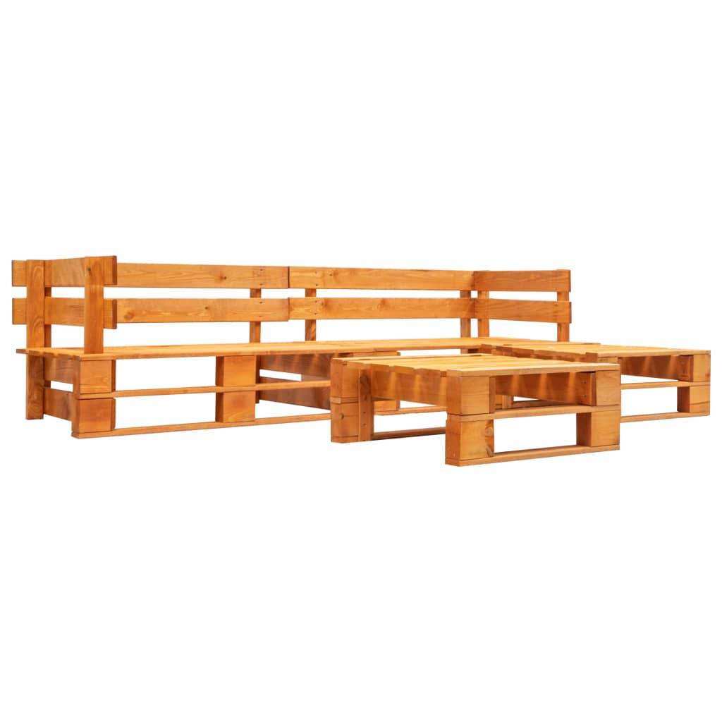 Helloshop26 - Salon de jardin meuble d'extérieur ensemble de mobilier palette 4 pièces bois marron miel - Imagen 1