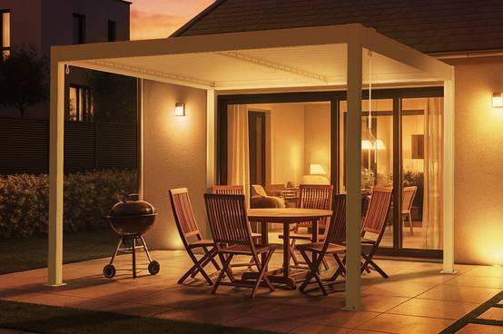 Cazeboo Pergola bioclimatique autoportée 3x3 m PIANA aluminium blanc avec 1 persienne brise-vue - Image 5