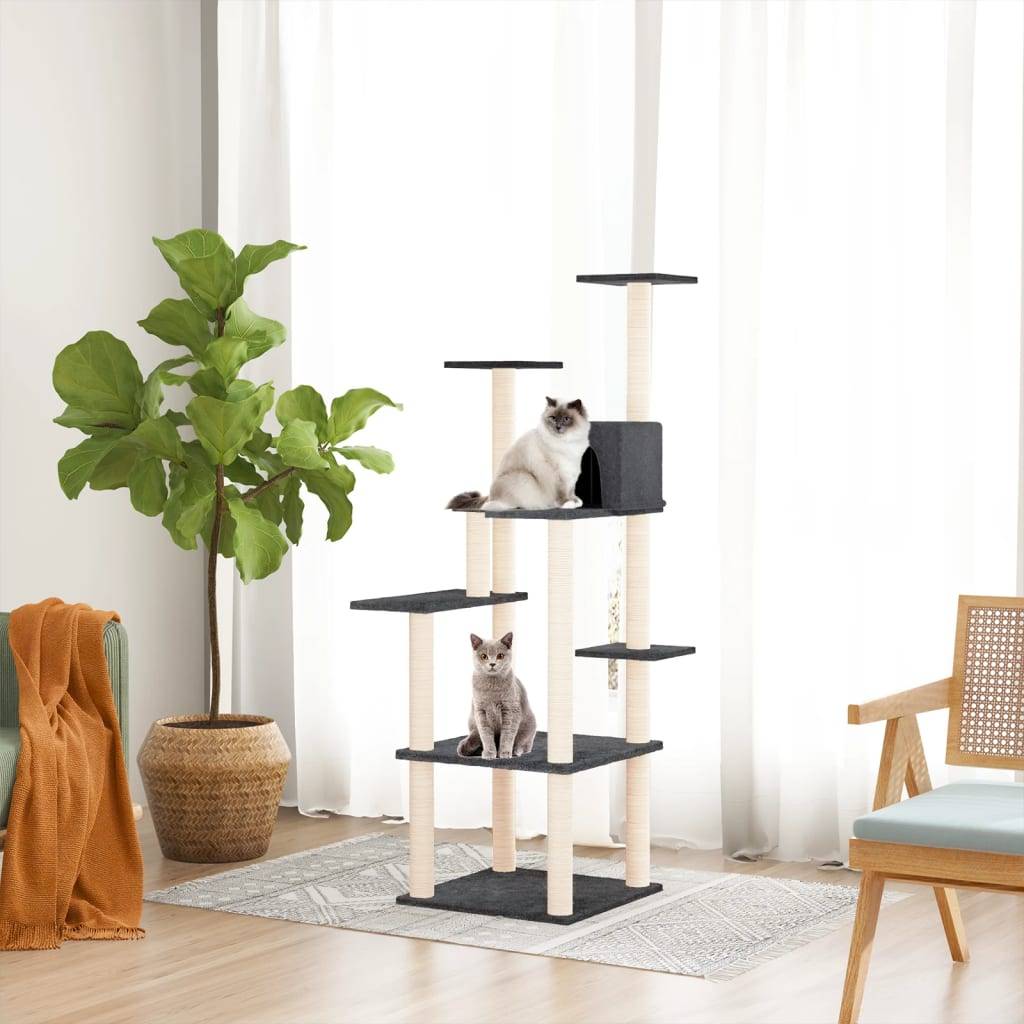 Vidaxl - Arbre à chat avec griffoirs en sisal Gris foncé 153 cm vidaXL 171638 - Imagen 1