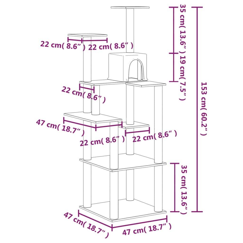 Vidaxl - Arbre à chat avec griffoirs en sisal Gris foncé 153 cm vidaXL 171638 - Imagen 3