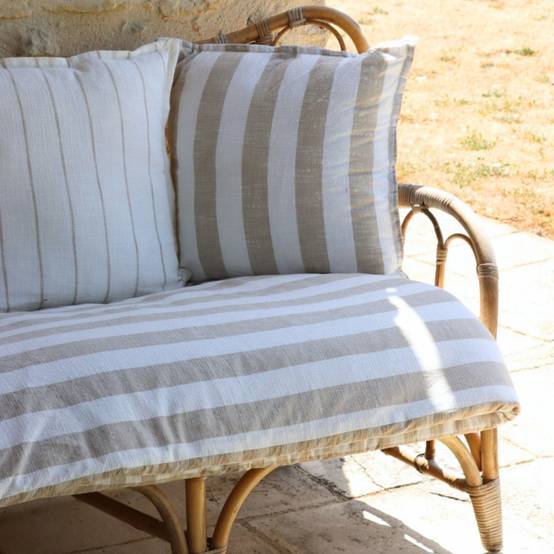 Home Maison - Housse de coussin recto-verso 100% coton rayures et vichy LOURMARIN - HOME MAISON - Coton - Beige - Image 6