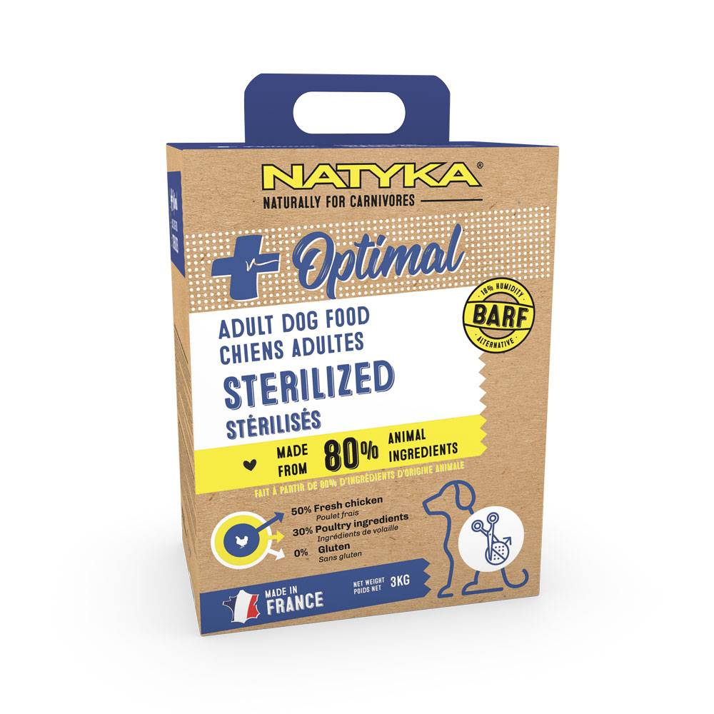 0 - Croquettes Semi-Humides pour chien adulte stérilisé à la volaille Natyka Optimal 3kg