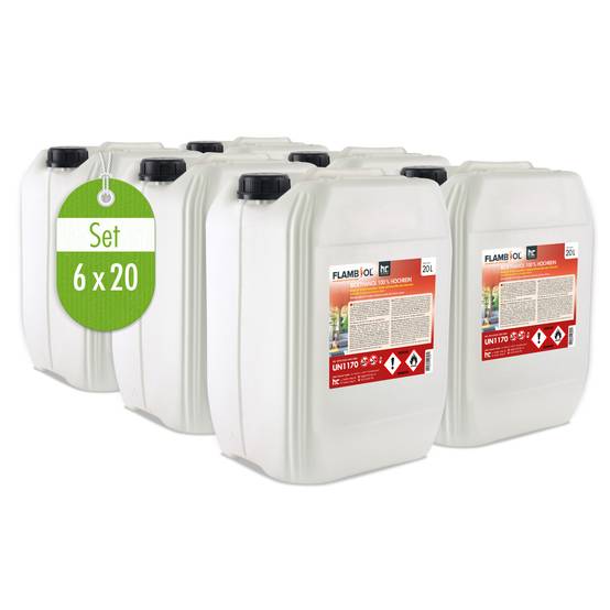 Bioéthanol à 100 % dénaturé FLAMBIOL® en bidon de 20 L x 6 - Image 1