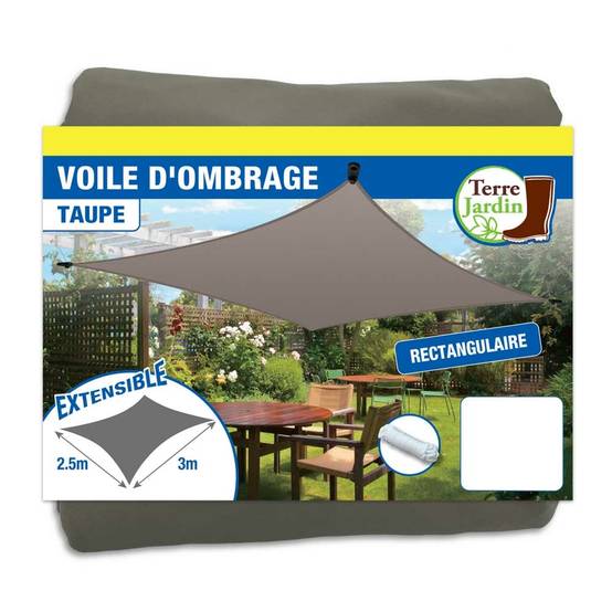 Terre Jardin - Voile d'ombrage rectangulaire extensible Unité Taupe - Imagen 1