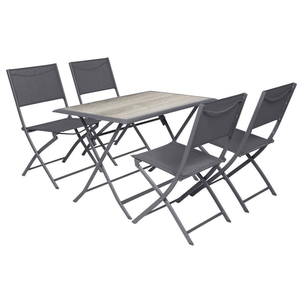 Hesperide - Table de jardin pliante rectangulaire "Azua" gris smoke 4 places en aluminium traité époxy - Hespéride - Image 2