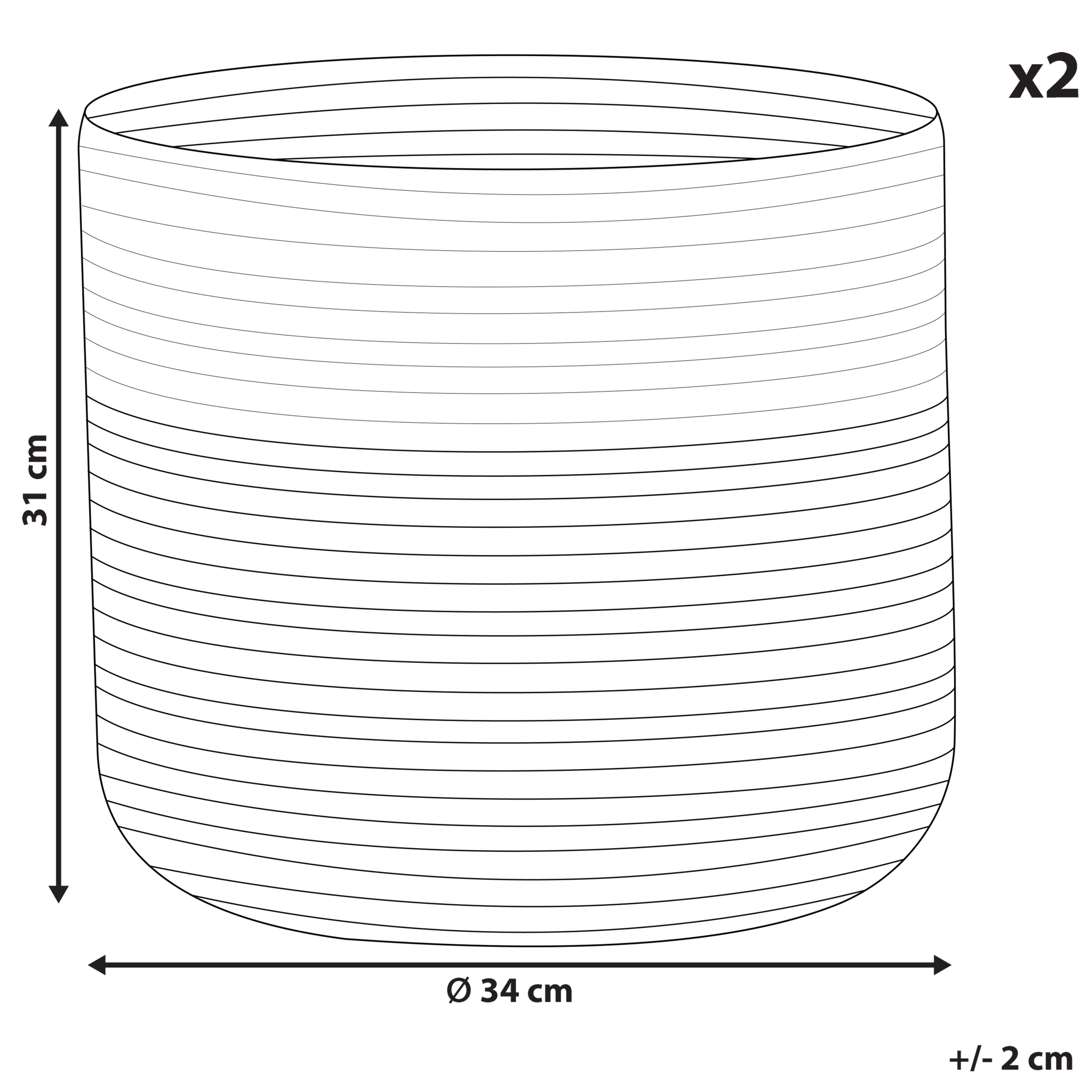 Beliani - Paniers Beige et Blanc en Coton ⌀ 52 cm Corbeille à Linge Tressée Pratique pour Intérieur Salon Chambre Rangement Lot de 2 - Imagen 3