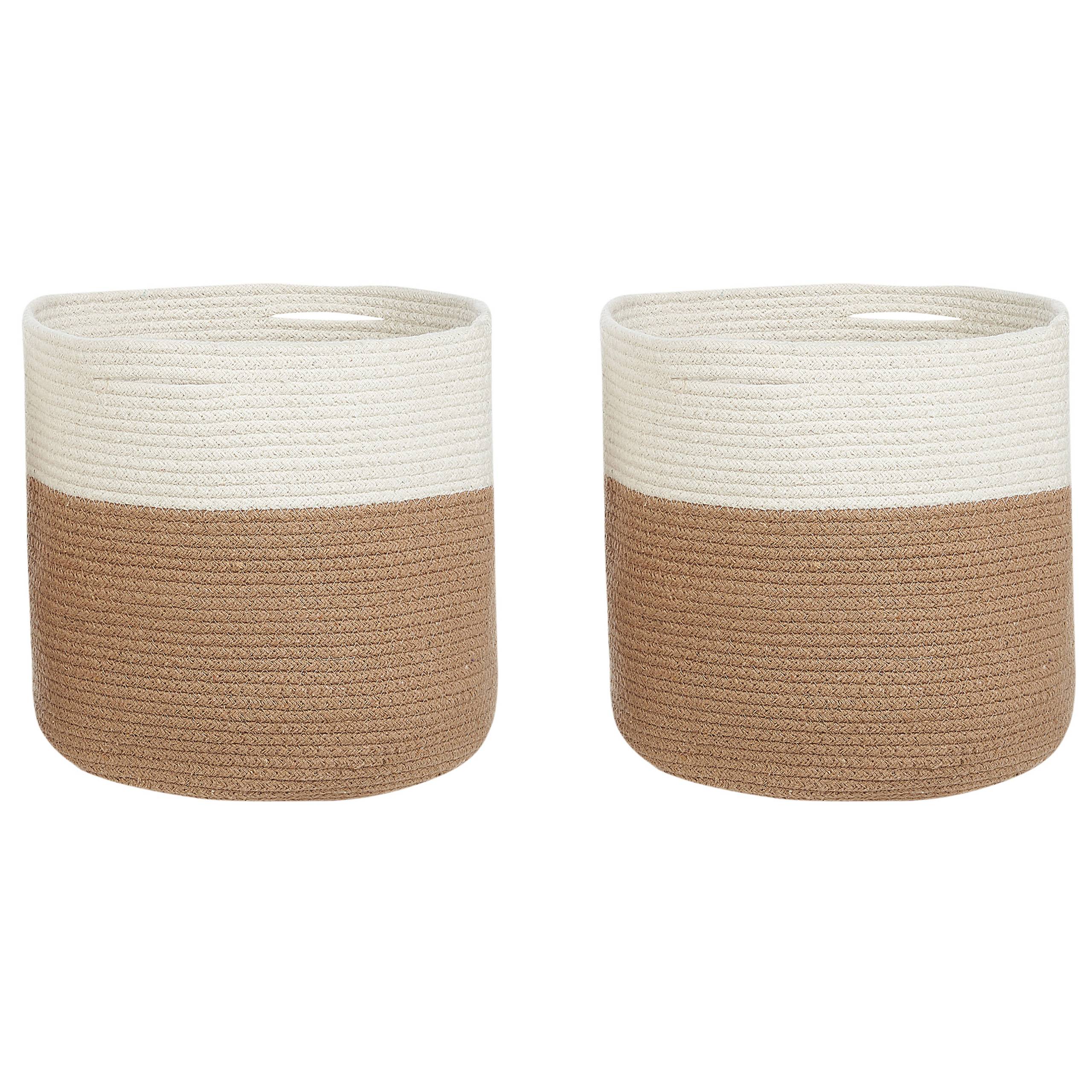 Beliani - Paniers Beige et Blanc en Coton ⌀ 52 cm Corbeille à Linge Tressée Pratique pour Intérieur Salon Chambre Rangement Lot de 2 - Imagen 1