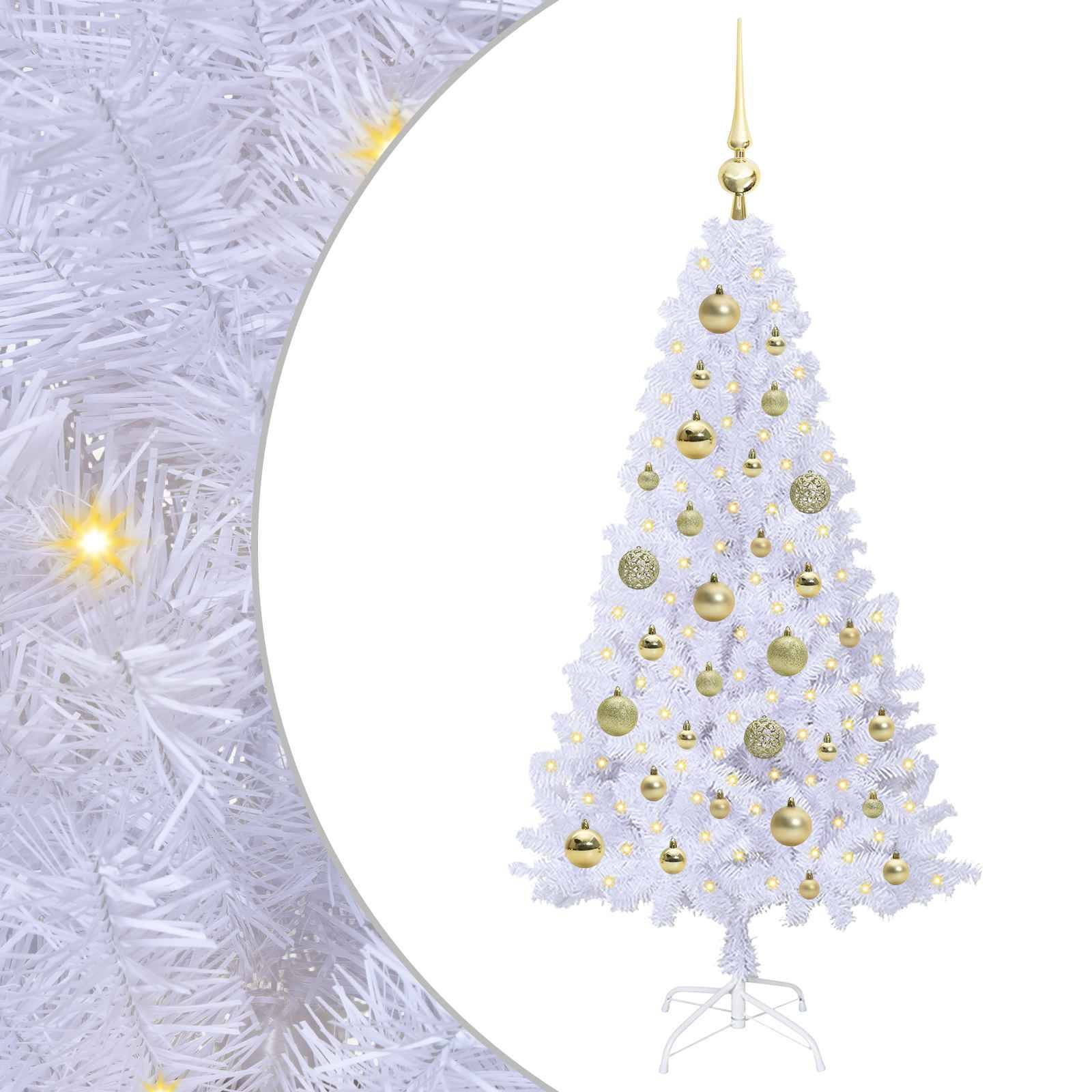 Sapin de Noël | Arbre de Noël artificiel avec 150 LED Blanc 120 cm PVC et Acier Maison Chic