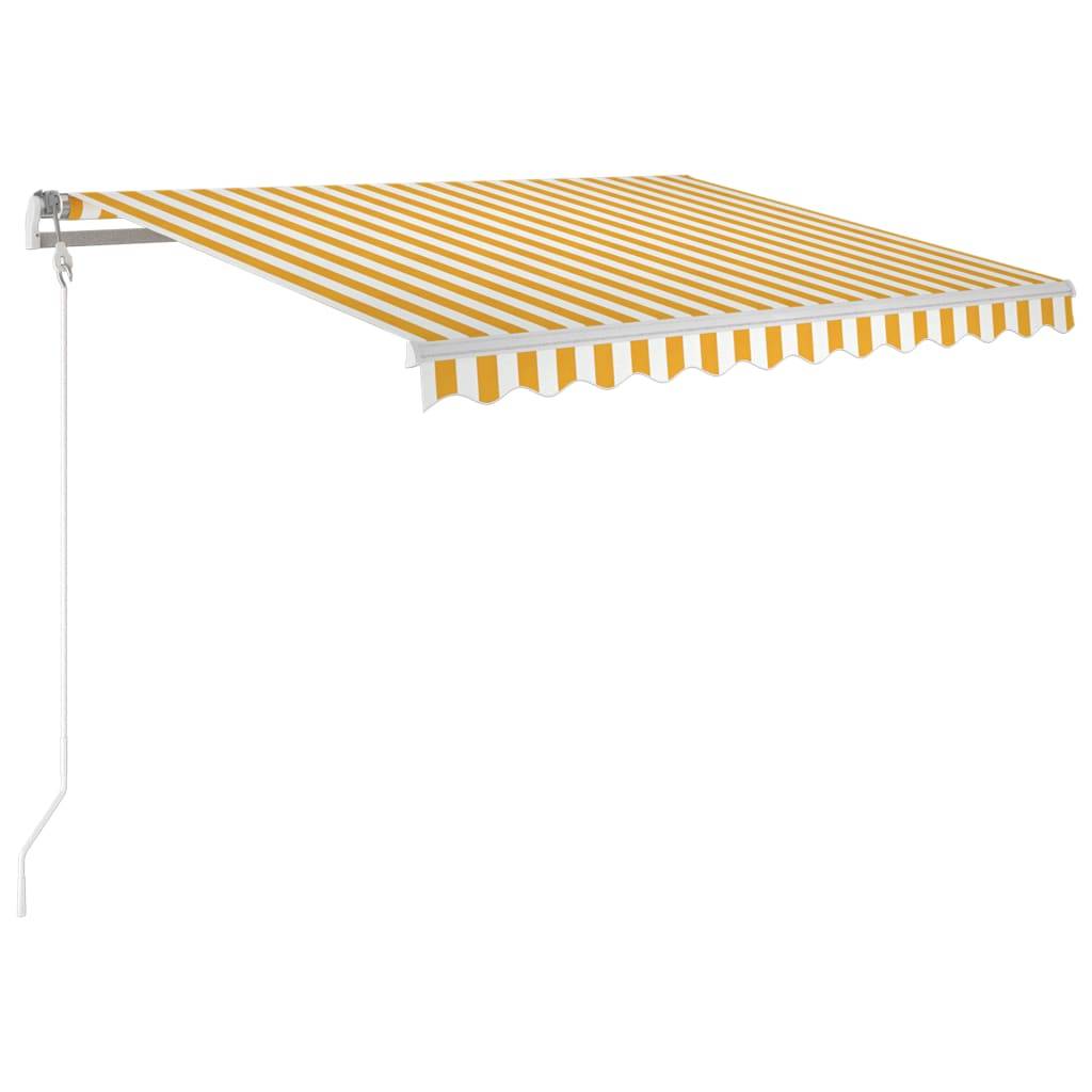 Auvent Motorisé Aluminium Terrasse Capteur Vent LED 300x250cm Jaune/Blanc - ComfortXL Outdoor Living - Image 2