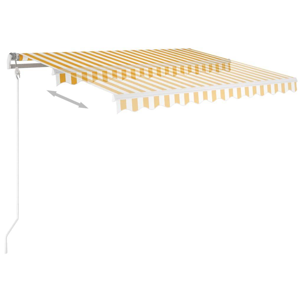 Auvent Motorisé Aluminium Terrasse Capteur Vent LED 300x250cm Jaune/Blanc - ComfortXL Outdoor Living - Image 3
