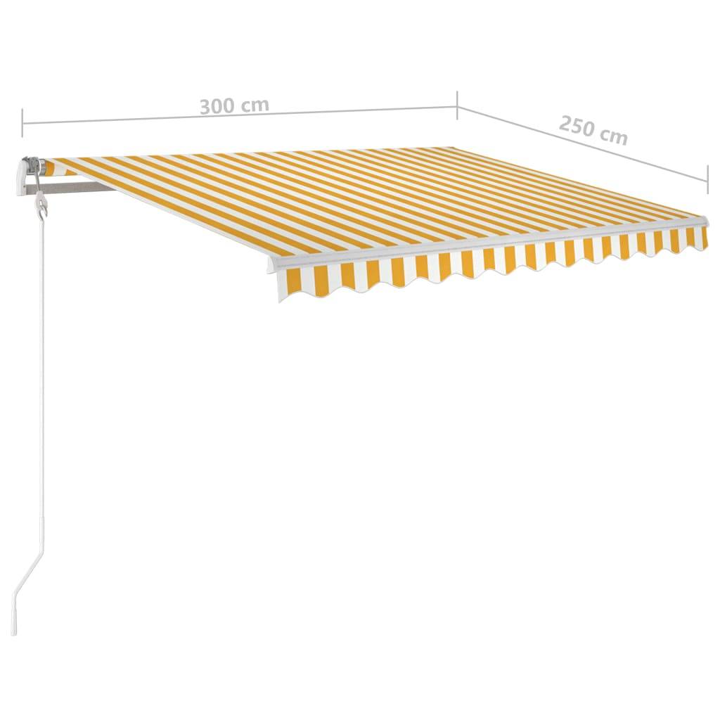 Auvent Motorisé Aluminium Terrasse Capteur Vent LED 300x250cm Jaune/Blanc - ComfortXL Outdoor Living - Image 10