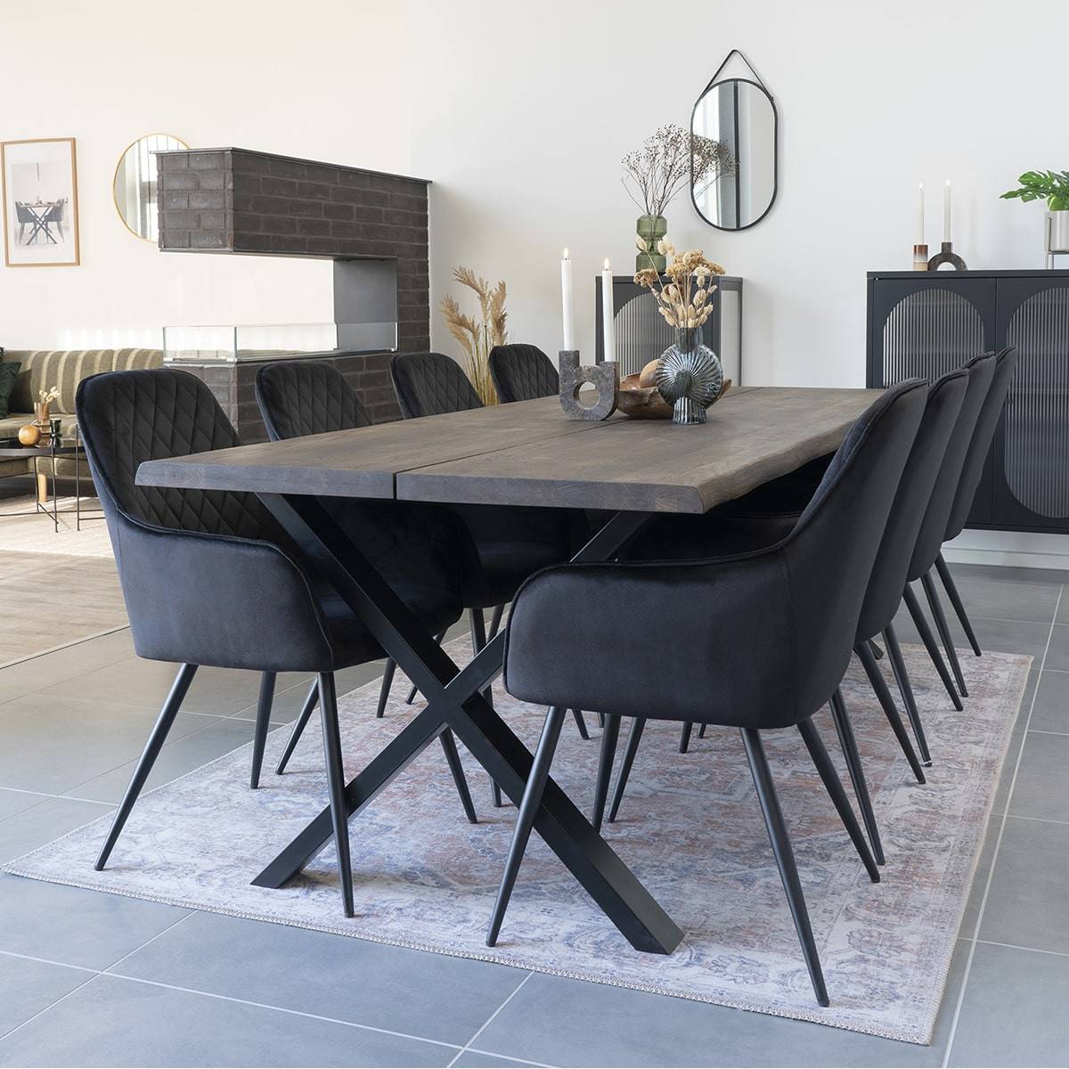 ALTOBUY - Lot de 4 Fauteuils Velours Noir et Piétement Acier Noir - VIBY - Image 2