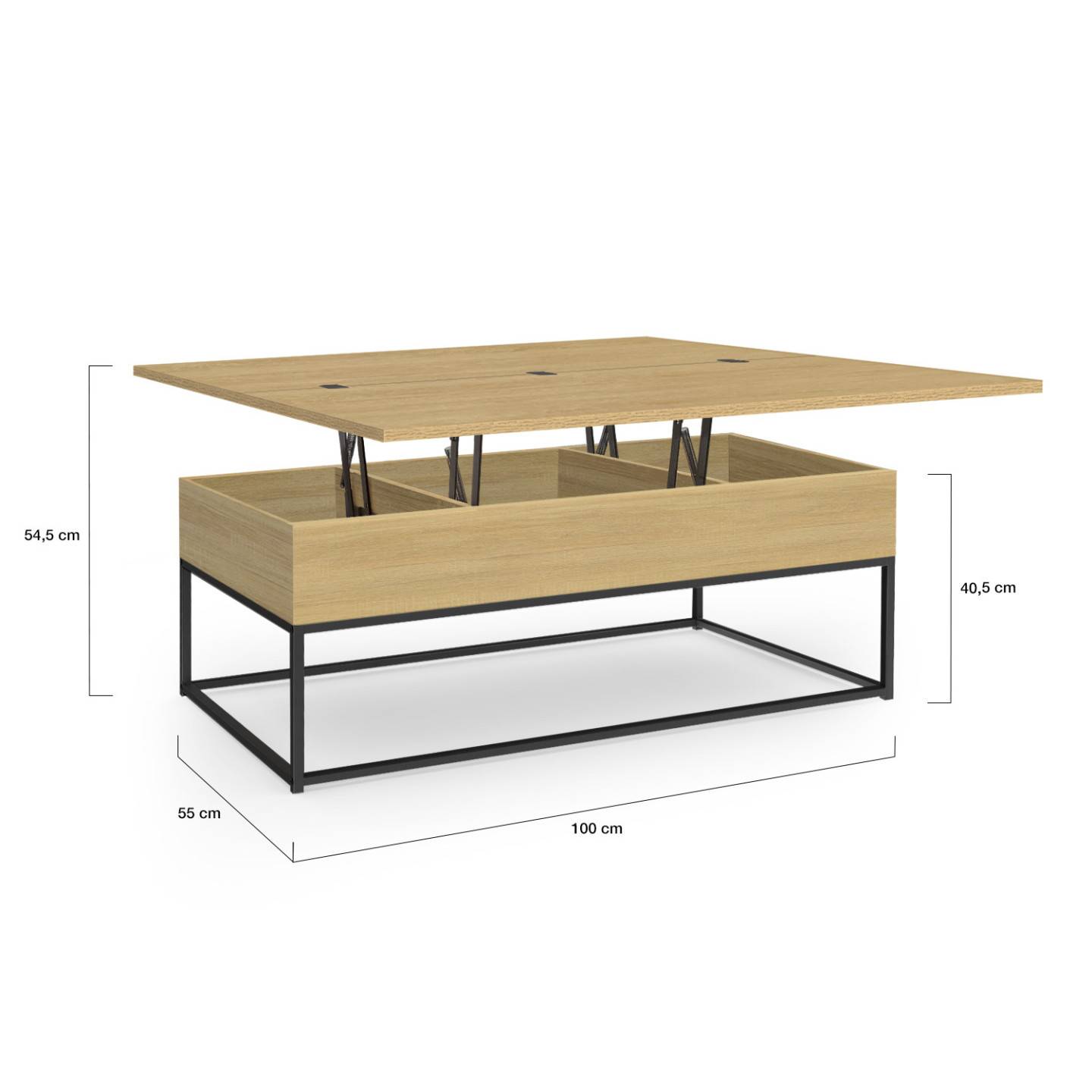 Table basse rectangulaire relevable convertible en table à manger DETROIT design industriel - Image 5