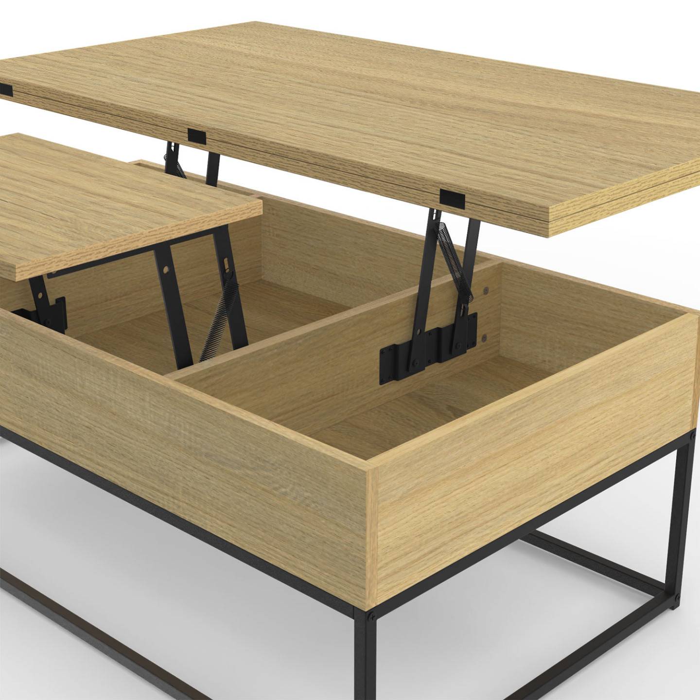 Table basse rectangulaire relevable convertible en table à manger DETROIT design industriel - Image 6