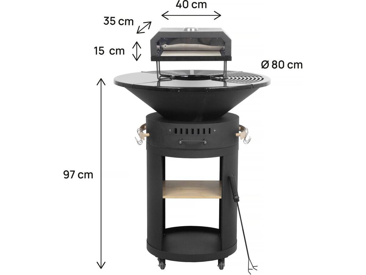 Habitat Et Jardin - Barbecue Plancha Brasero Avec Four à Pizza "césar Premium"- ø 81 Cm - Noir -habitat Et Jardin - Image 4