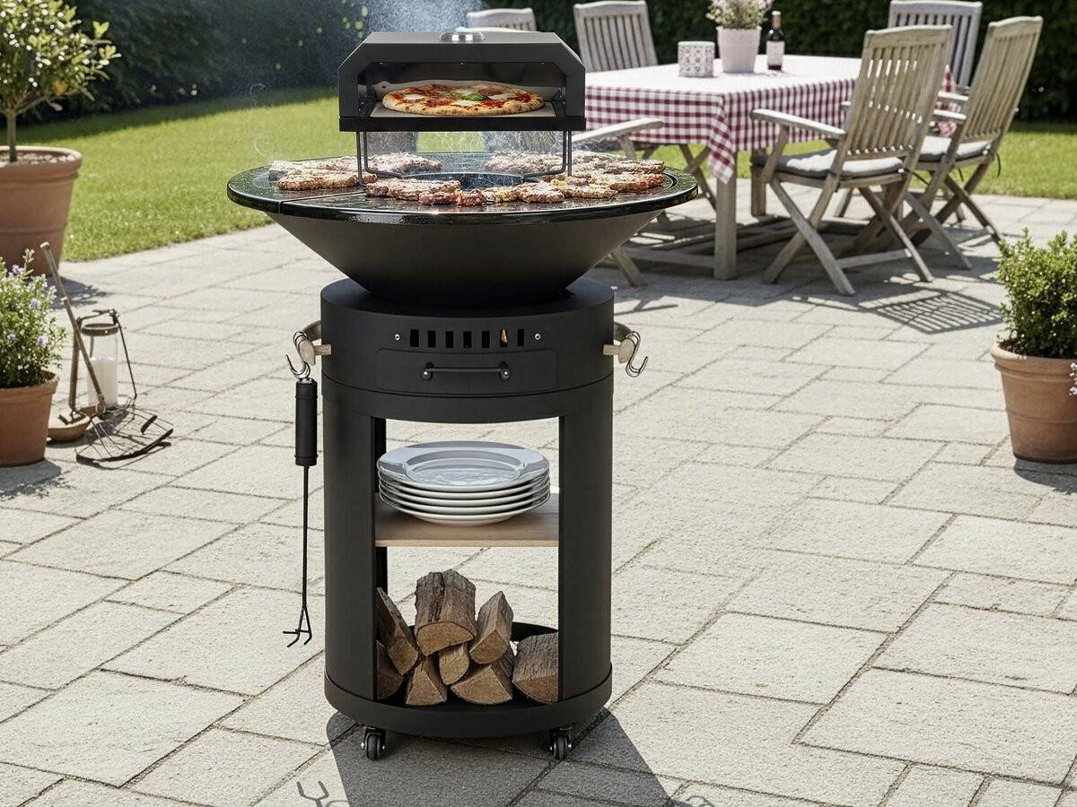 Habitat Et Jardin - Barbecue Plancha Brasero Avec Four à Pizza "césar Premium"- ø 81 Cm - Noir -habitat Et Jardin - Image 2