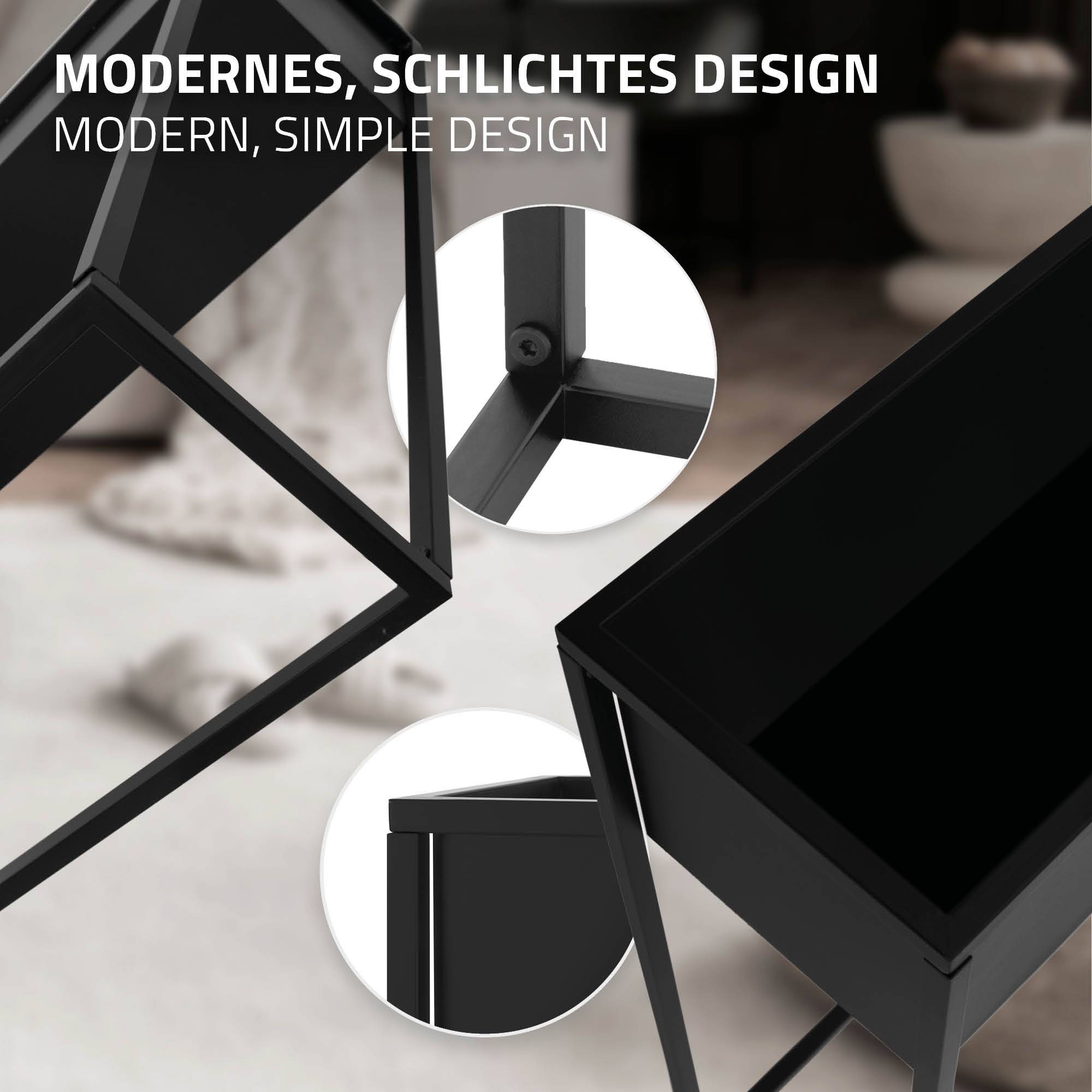 Ml-Design - Set de 3 supports pour plantes en métal noir boîte pot à fleurs plateau amovible - Imagen 3