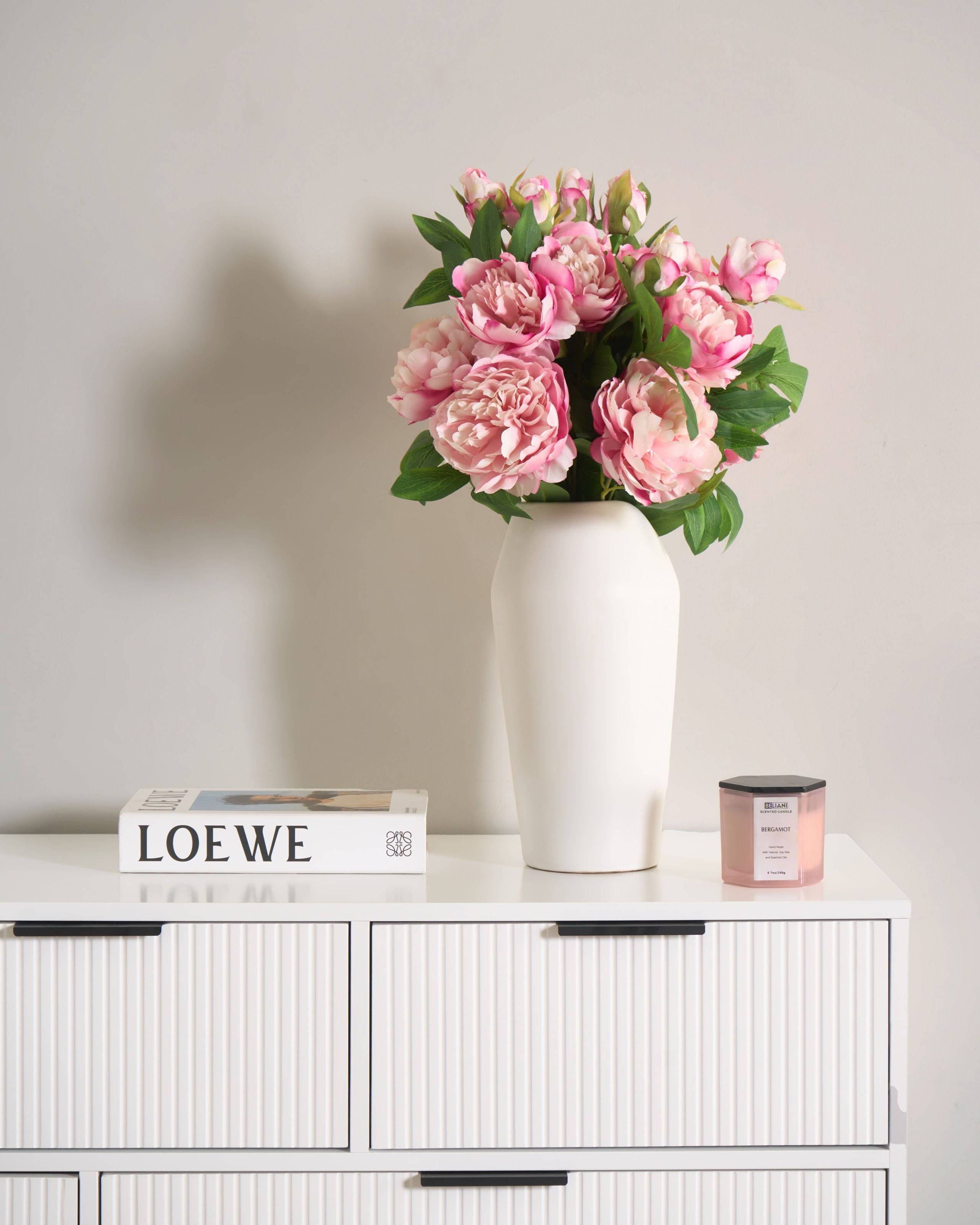 Beliani - Bouquet de fleurs artificielles Tissu Rose COLARES - 40x40x62- Beliani