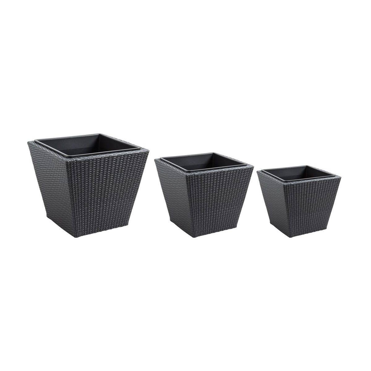 Aubry Gaspard - Cache-pots en résine tressée (lot de 3) Carré - Imagen 1