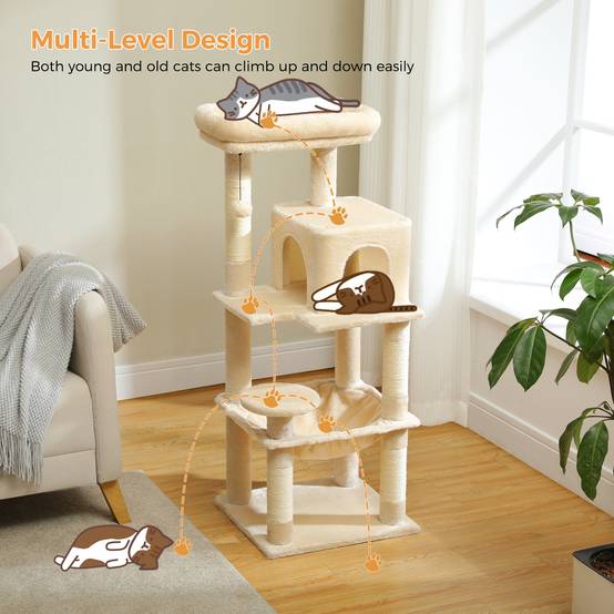 Arbre à Chat 116 cm avec Hamac et Maison Vert M PAWZ Road - Image 7