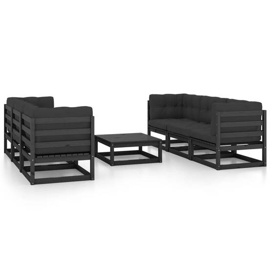 Helloshop26 - Salon de jardin meuble d'extérieur ensemble de mobilier 7 pièces avec coussins bois de pin massif - Imagen 1