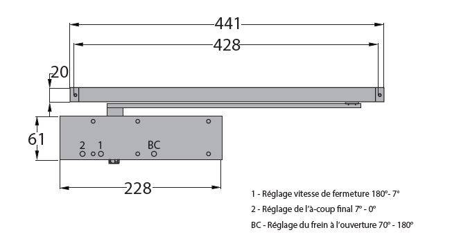 Ferme-porte GROOM 3500 Reverse avec frein à l'ouverture - Bras anti-vandalisme - Blanc 9016 - GR355510 - Imagen 2